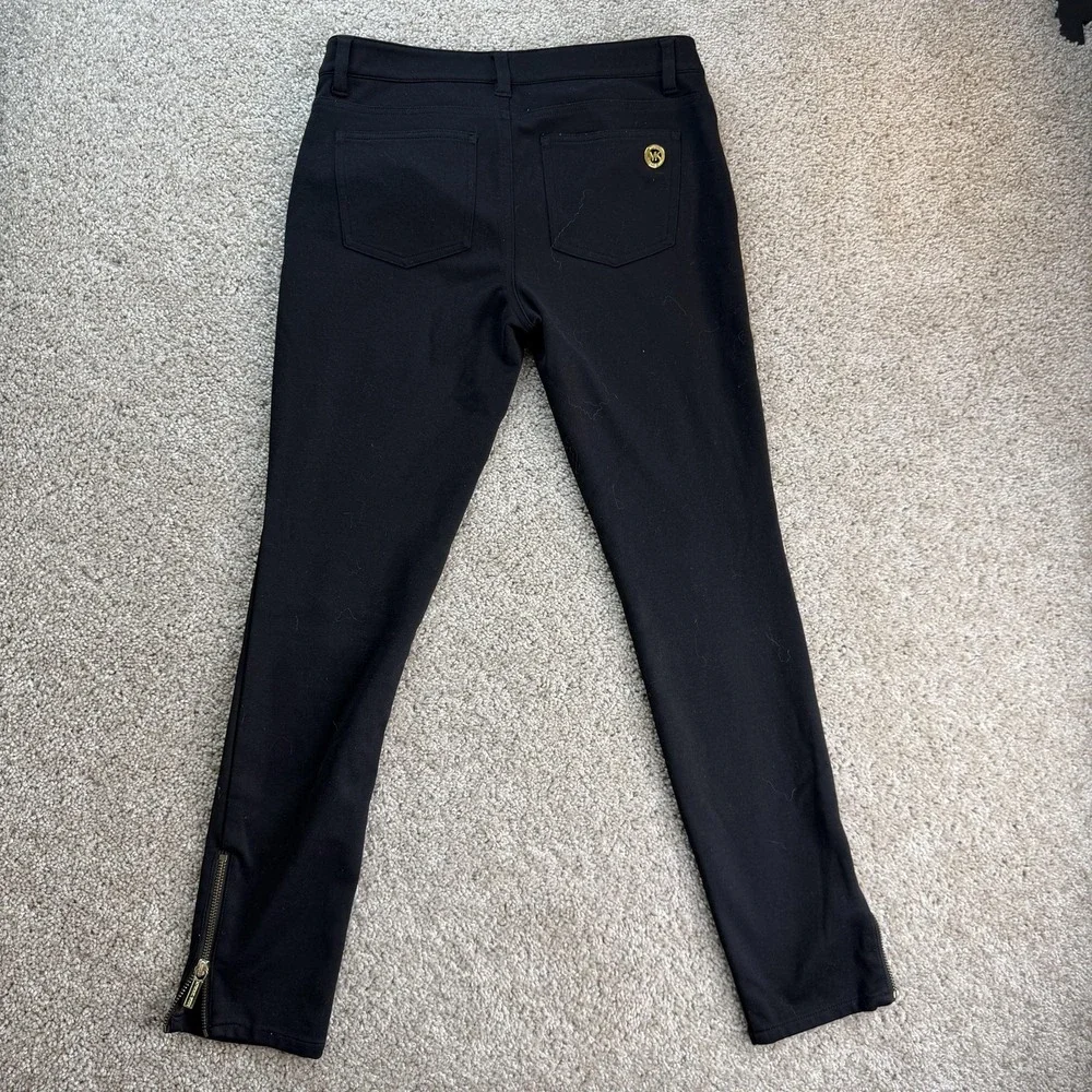 Michael Kors Dress Pants Womens 4 Black Ponte Skinny Ankle Zip Stretch Office